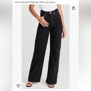 Levi’s ribcage wide-leg black denim jeans